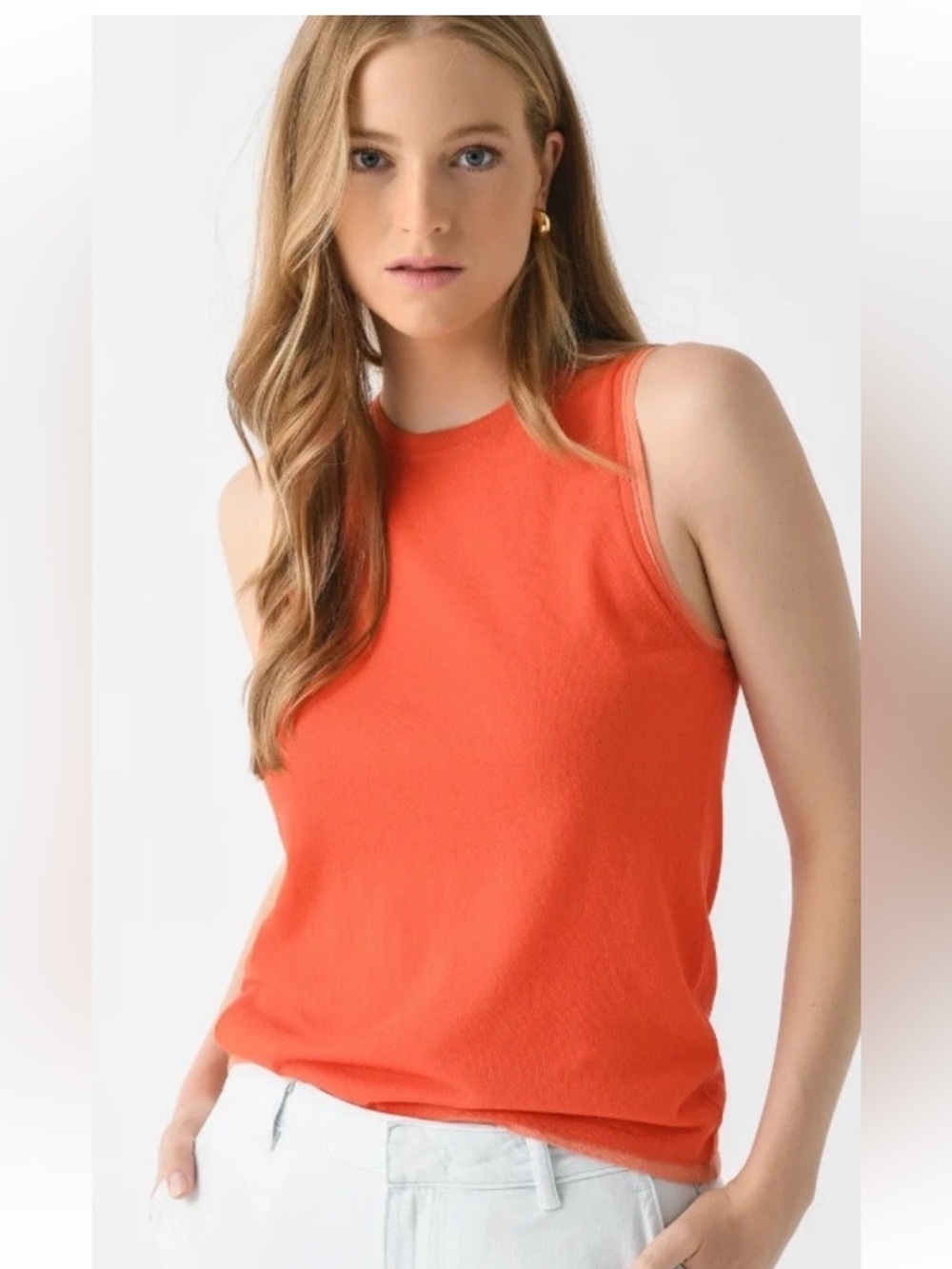 Vince Sz medium sleeveless orange peach layering tank top blouse timeless